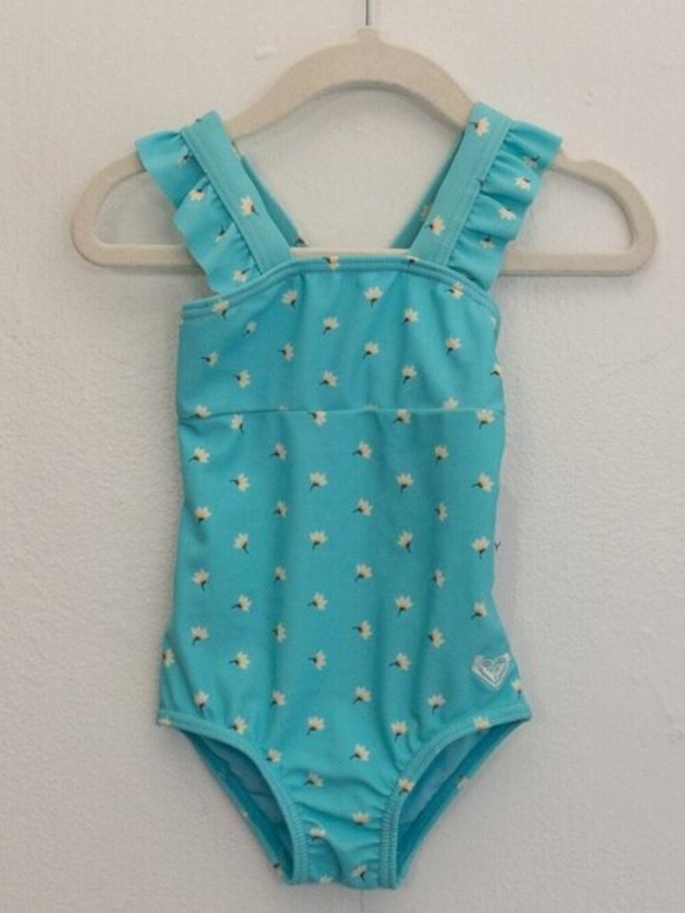 Roxy Girl Blue Floral Ruffle Strap One-Piece Swimsuit Size 2 Baby